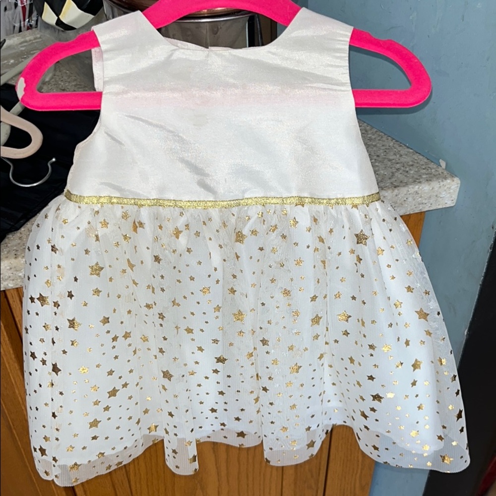 White/cream and Gold Star Dress